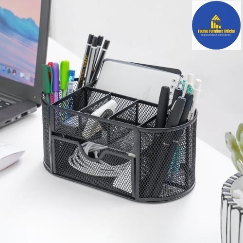 

ORGANIZER ALAT TULIS TEMPAT PERLENGKAPAN MEJA KERJA 22X11X10CM - HITAM