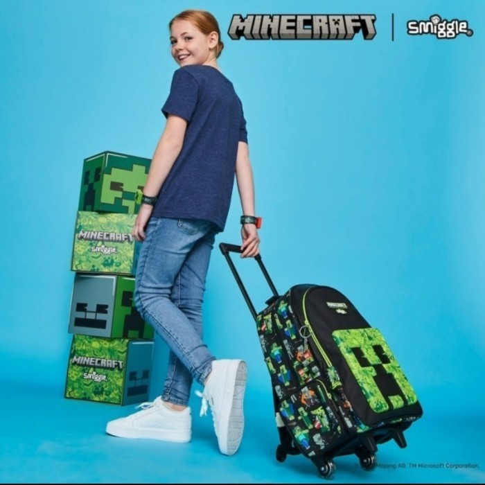 Smiggle Trolley Minecraft Backpack/Ori/Tas Koper Anak SD/Kado