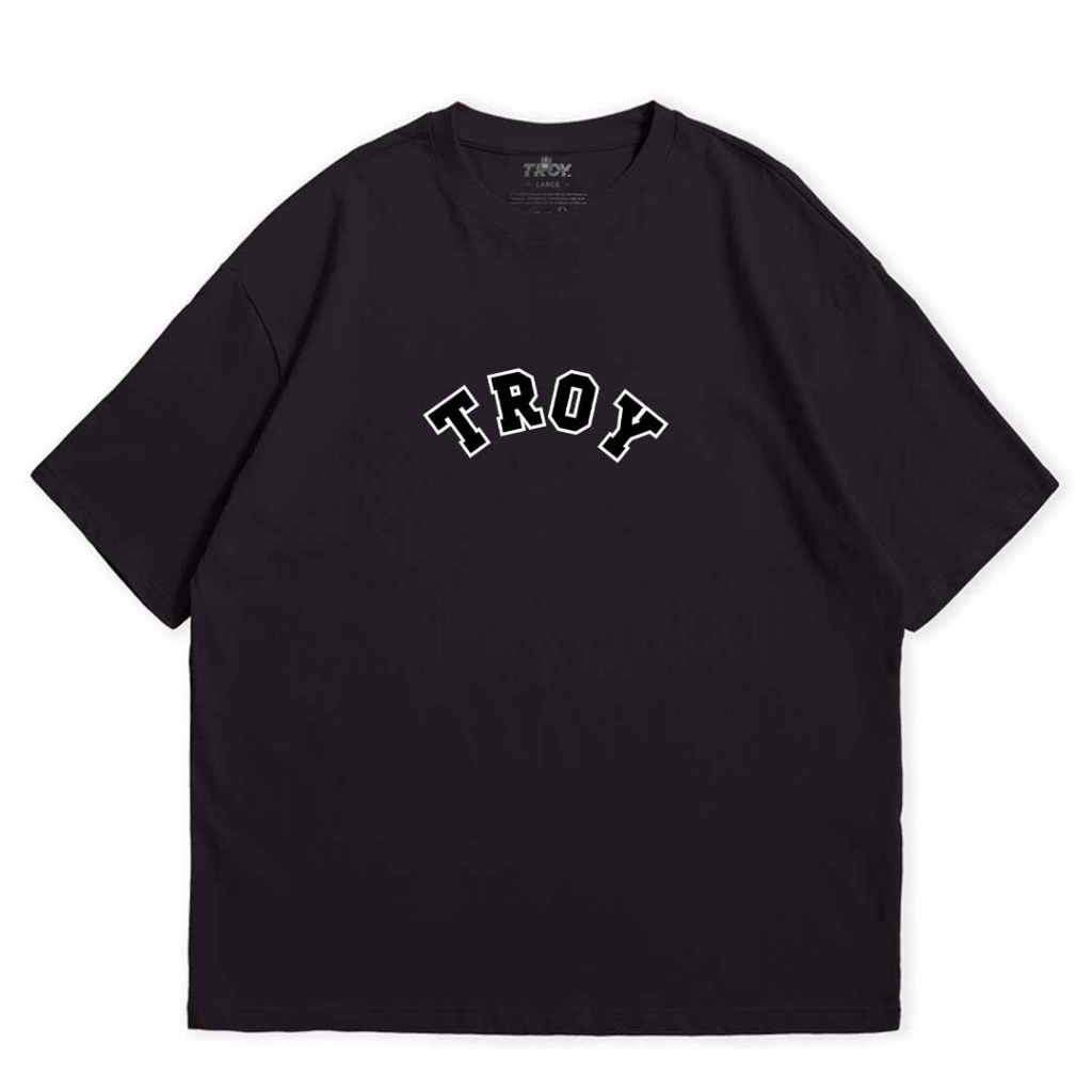 Troy Company Oversize Tshirt Black Basic College - Kaos Oversize Hitam Lengan Pendek OVD 2539