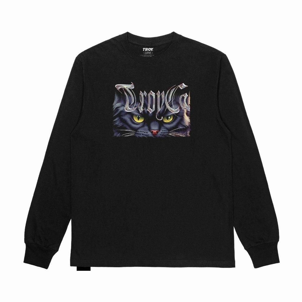 Troy Company Longsleeve Tshirt Black Shadow Cat - Kaos Hitam Lengan Panjang LSD 2436