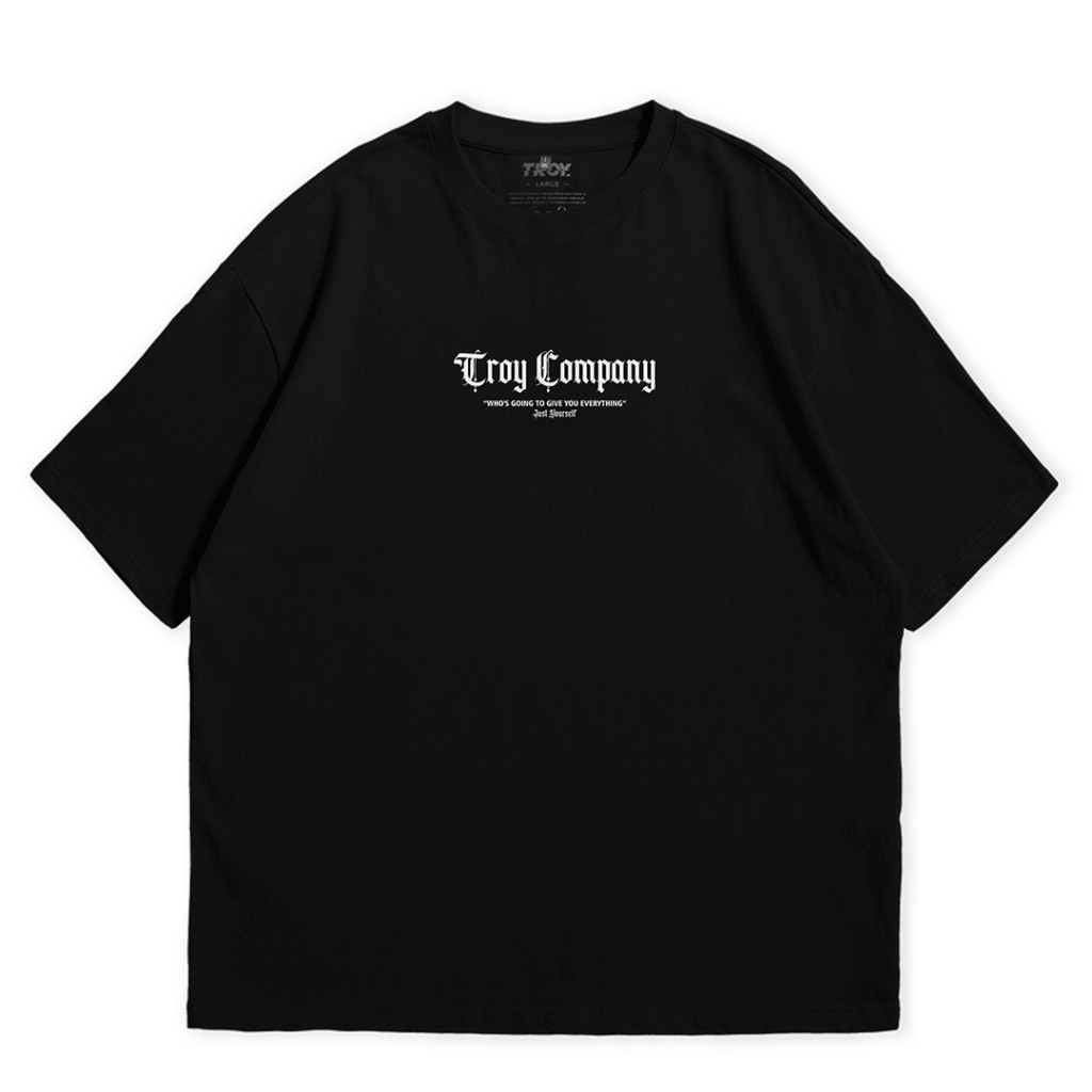 Troy Company Oversize Tshirt Black Just Yourself - Kaos Oversize Hitam Lengan Pendek OVD 2513