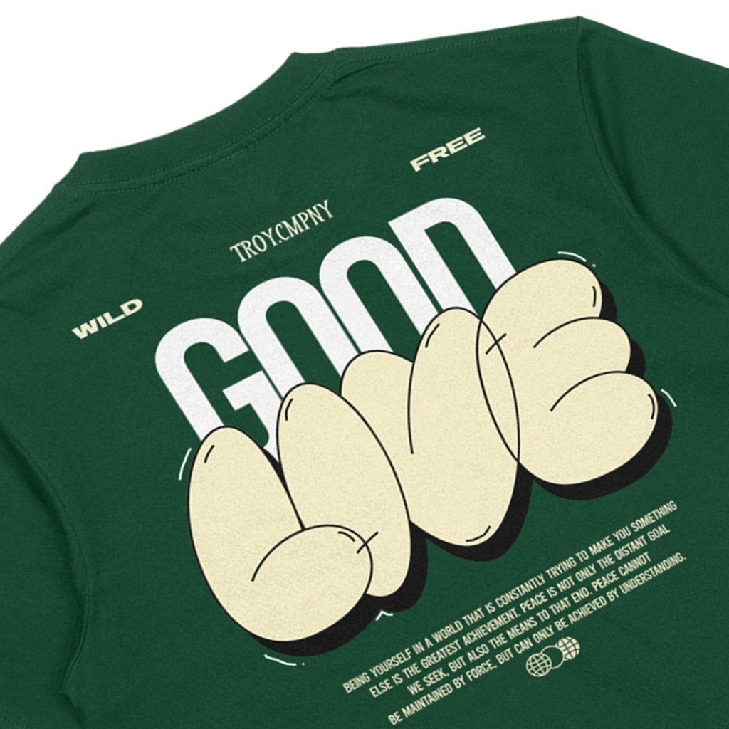 Troy Company Tshirt Forest Green Good Live - Kaos Lengan Pendek Kaos Hijau MTD 2421