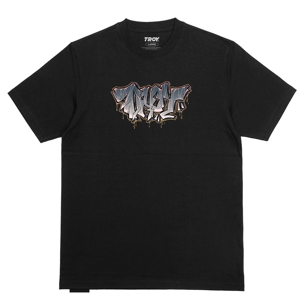Troy Company Tshirt Black Stone Graffiti - Kaos Pria Lengan Pendek Hitam Series MT 2207