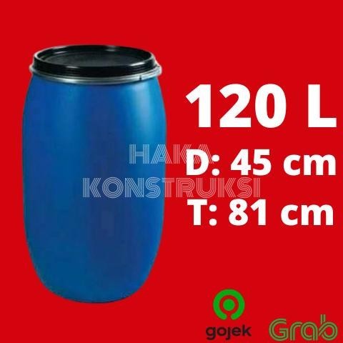 Tong / Drum Air / Drum Tempat Sampah Plastik Tebal 120 Liter L - Biru