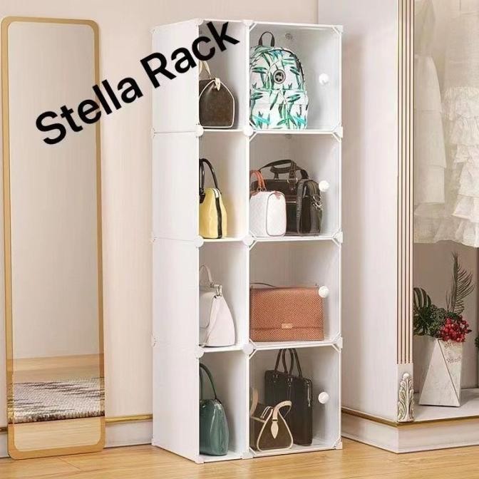 LEMARI TAS PLASTIK RAK PENYIMPANAN TAS BAJU SERBAGUNA-STELLA 2X4