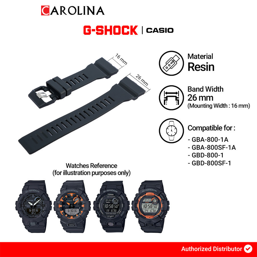 Tali Strap G-SHOCK GBA-800 / GBA-800SF / GBD-800 / GBD-800SF 26mm Black Resin 10561443