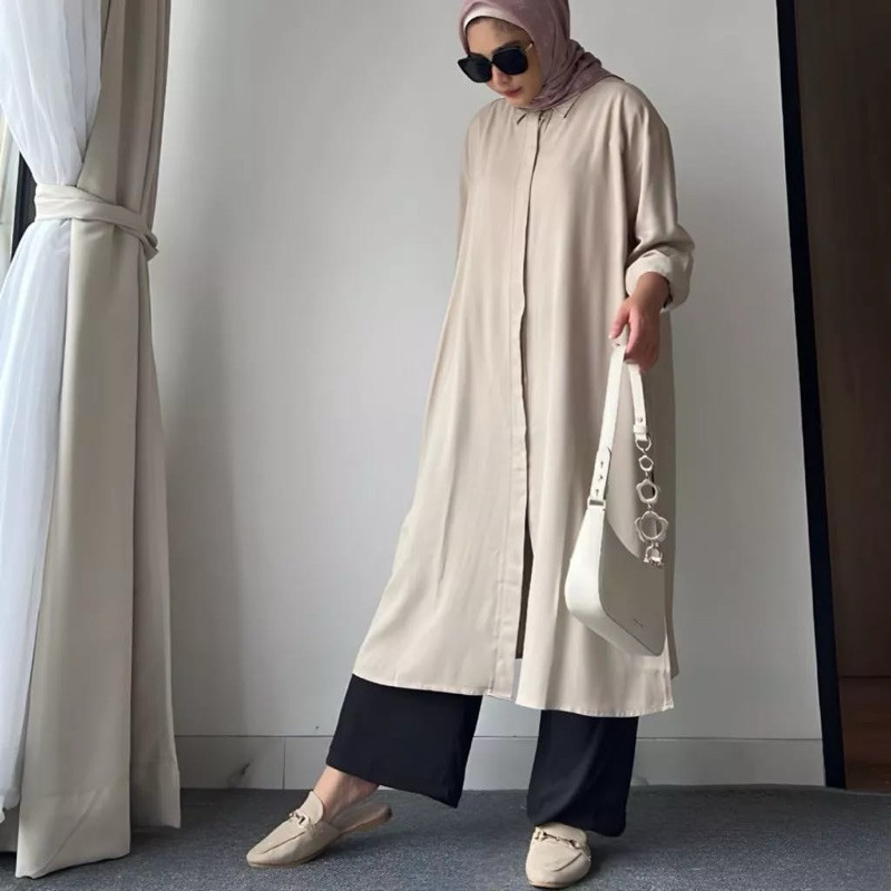 Pkaian Simpel Tunij Korean Style Import Cewek Atasan Tunik Dewasa Selutut Premium Tunik Tunik Wanita