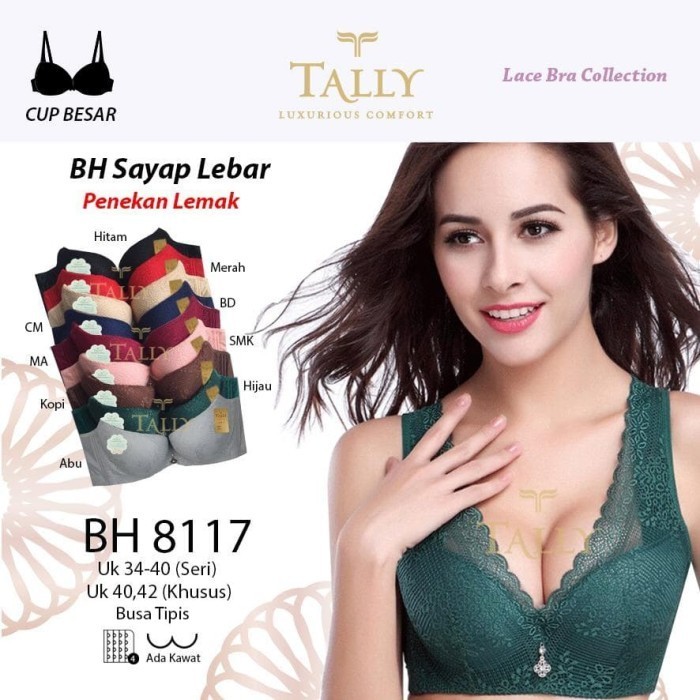 BARU BRA PENEKAN LEMAK TALLY 8117 TALI LEBAR BRA BIG SIZE BH JUMBO