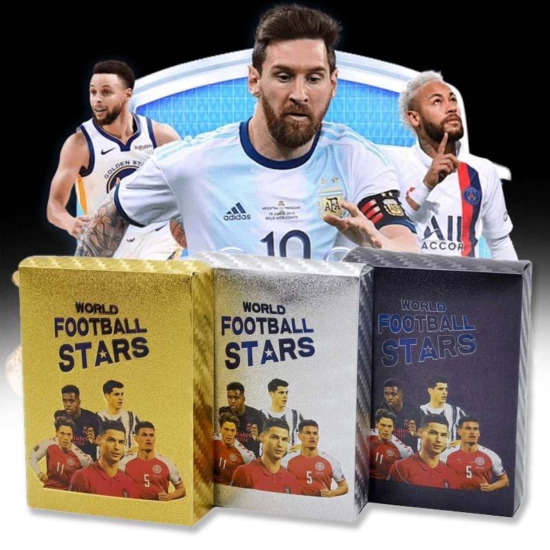 55pcs World Soccer Star Collection Cards Kartu Bintang Sepak Bola Kartu Bola World Cup 2022 Bintang 