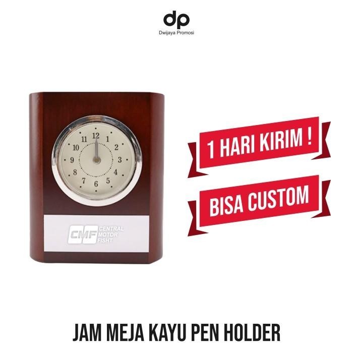 

Tempat Pulpen Pen Holder Kayu Wadah Pen Jam Meja Souvenir Jam Analog