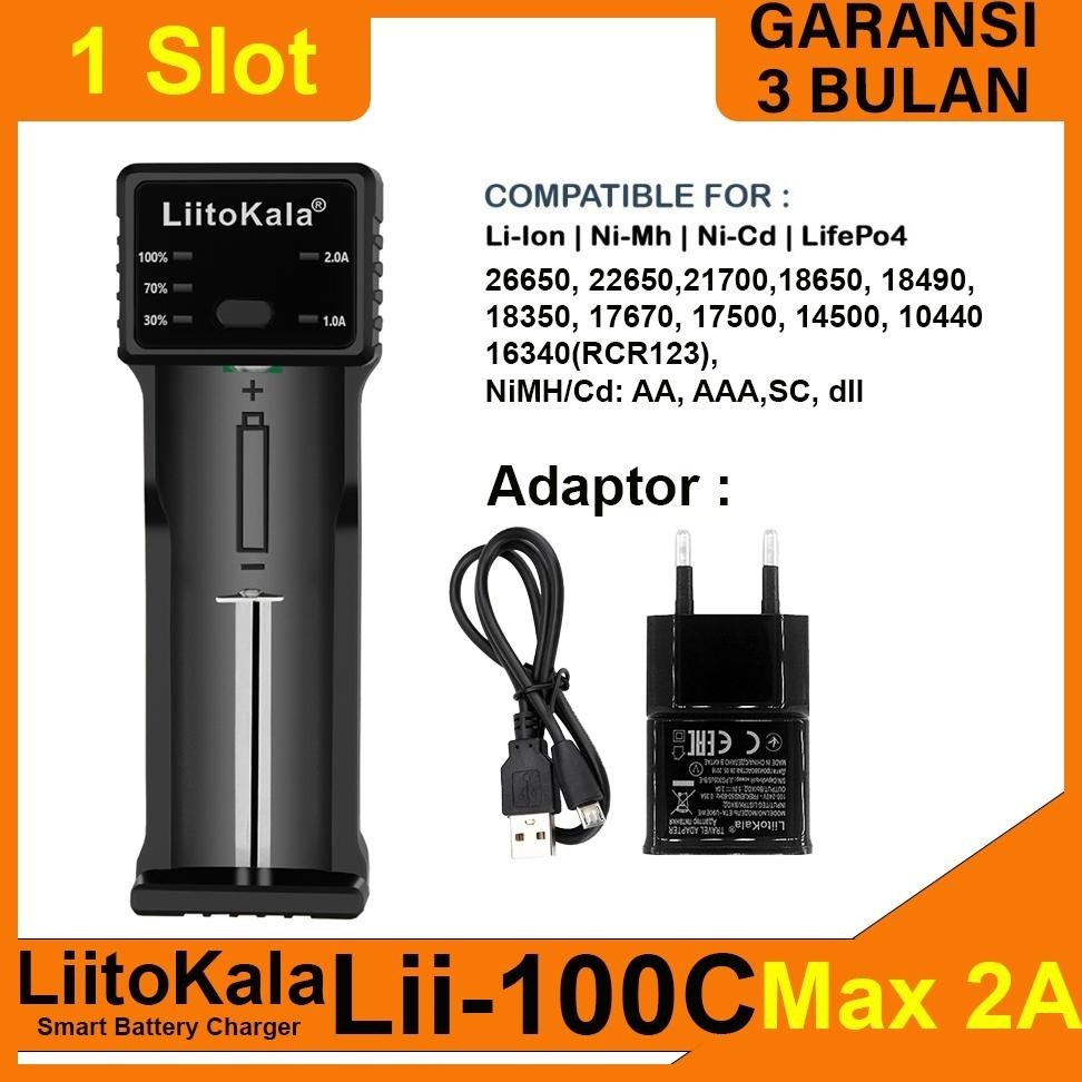 Premium Liitokala Lii-100C Charger Baterai Fast Charging 2A Li-Ion Lifepo4 Nimh/Ni-Cd 18650 26650 21