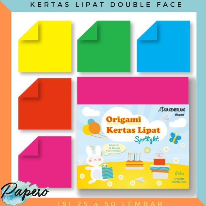 

hqu Kertas Origami Lipat Double Face / Warna Bolak Balik