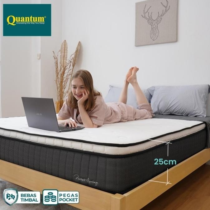 Kasur Pocket Vakum Quantum - Bonus Sprei & Bantal ,