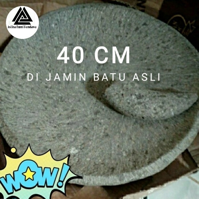 Dheao Cobek Batu Asli + Ulekan 40 Cm Cobek Batu Jumbo