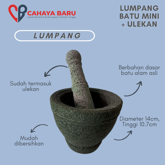 Dheao Lumpang Batu Mini + Ulekan