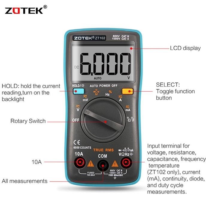 AVOMETER DIGITAL ZOTEK ZT102 / MULTITESTER DIGITAL ZT102 ORIGINAL