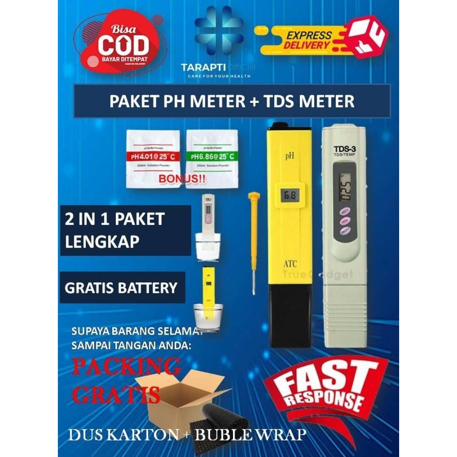 Alat Ukur PH Air Minum Terbaik Digital / Paket Alat Cek PH Air dan TDS