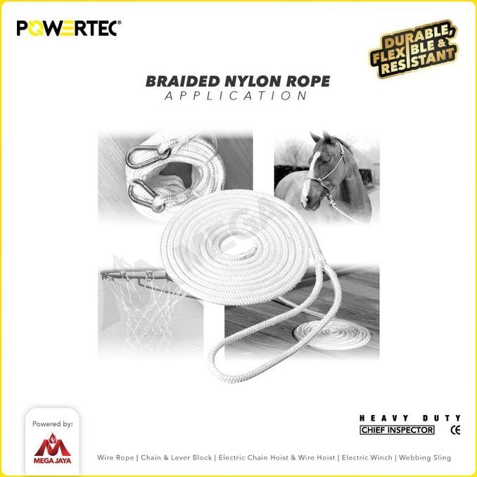 Tali Nilon Kepang 6 mm x 40 m Braided Nylon Rope POWERTEC