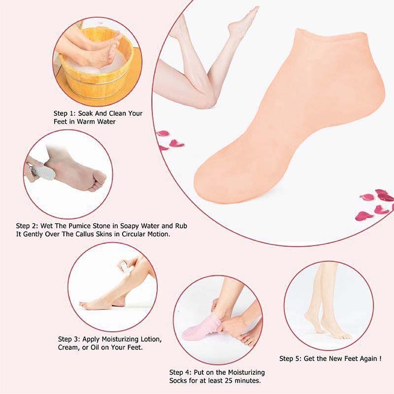1 Pair Kaos Kaki Silikon Moisturizing Foot Kaos Kaki Gel Silikon Anti Air Foot Spa Foot Care Masker