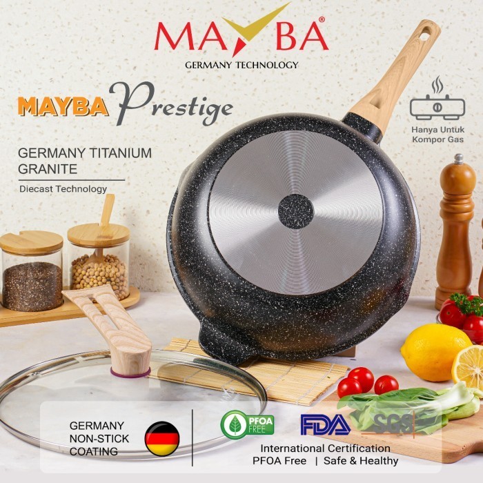 Mayba Wajan Wok Pan 30 Cm Panci Prestige Black Granite Jerman