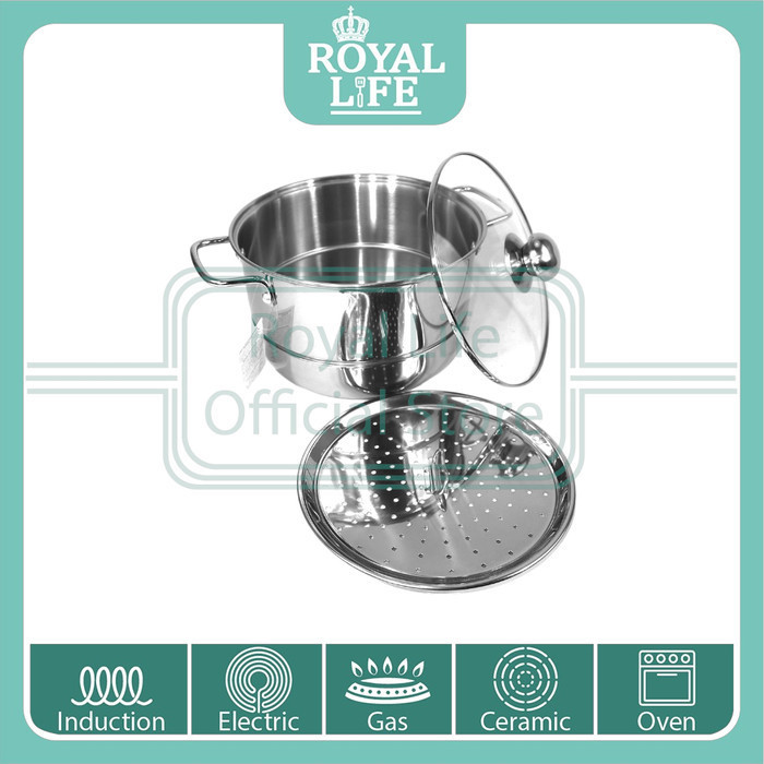 Royal Life Stainless Panci Kukus Dandang 22 Cm / Steamer Kukusan 22 Cm