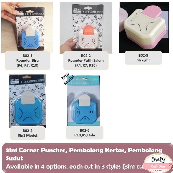 

3in1 Corner Rounder Corner Puncher Pembolong Sudut R4 - R7 - R10