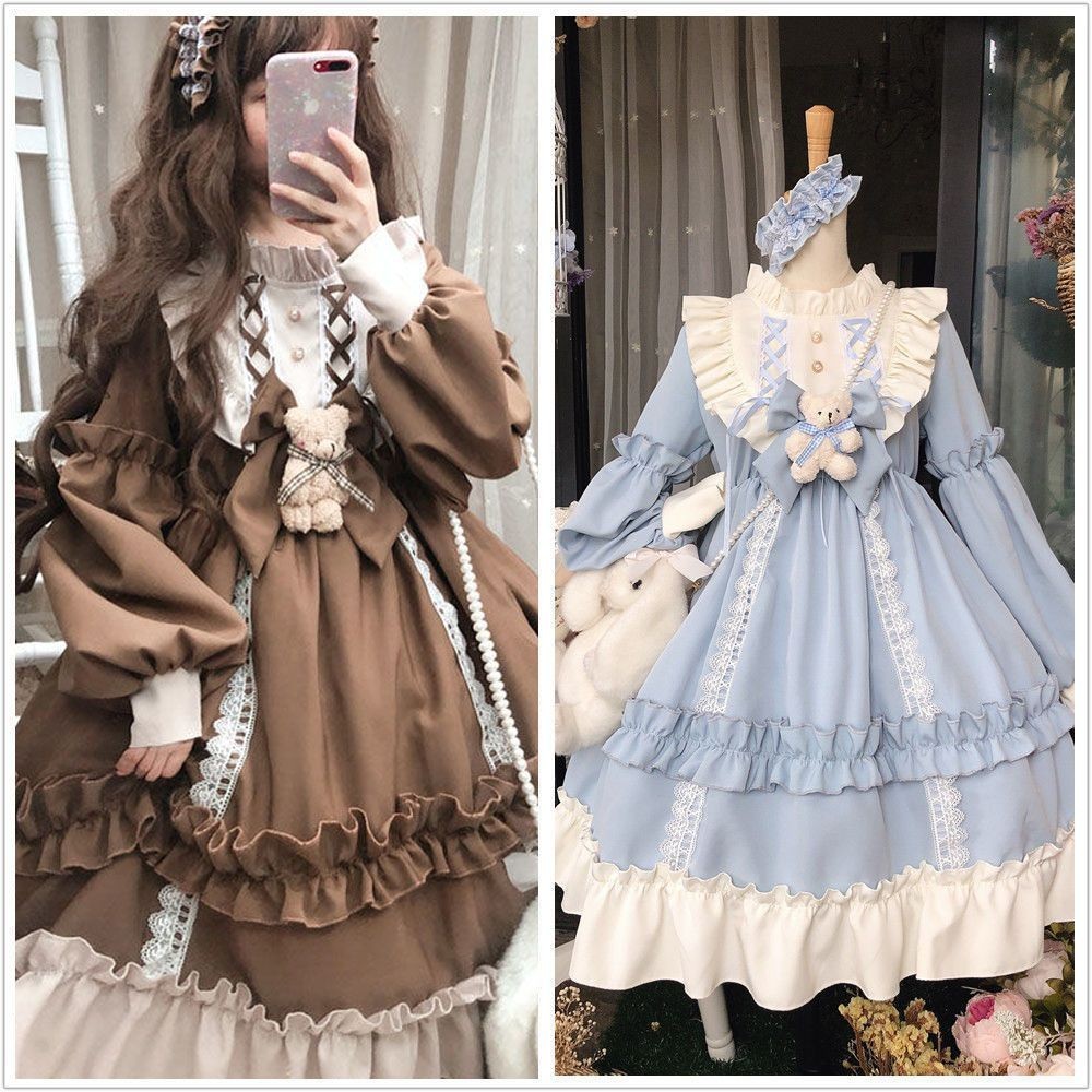 Dress Long Student Korean Style LooselolitaSkirtopLong Sleeve Lolita Skirt