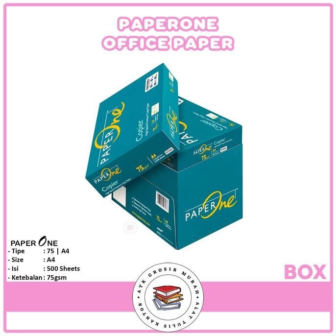 

Paper One HVS A4 75 Gsm - Kertas Foto Copy - [ BOX ]