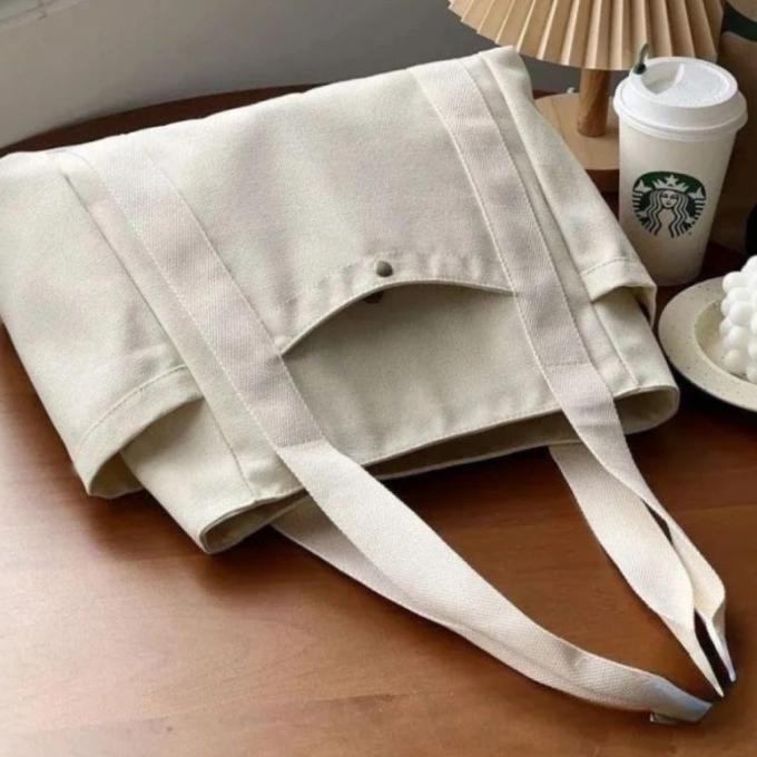 TAS TOTE BAG WANITA KANVAS LAPTOP KULIAH/KERJA TAS WANITA MULTIFUNGSI