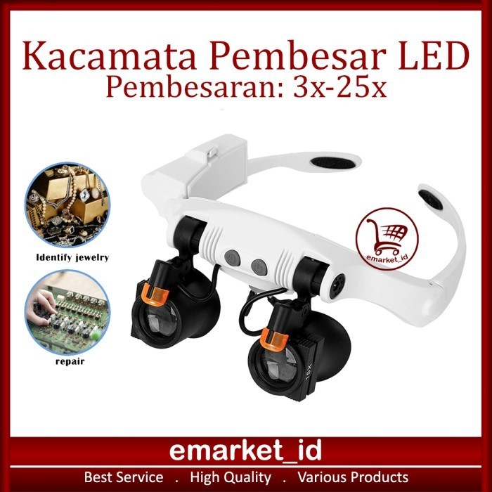 

Kacamata Pembesar LED 3x-25x AG22 / Jam Lampu Reparasi Servis Service