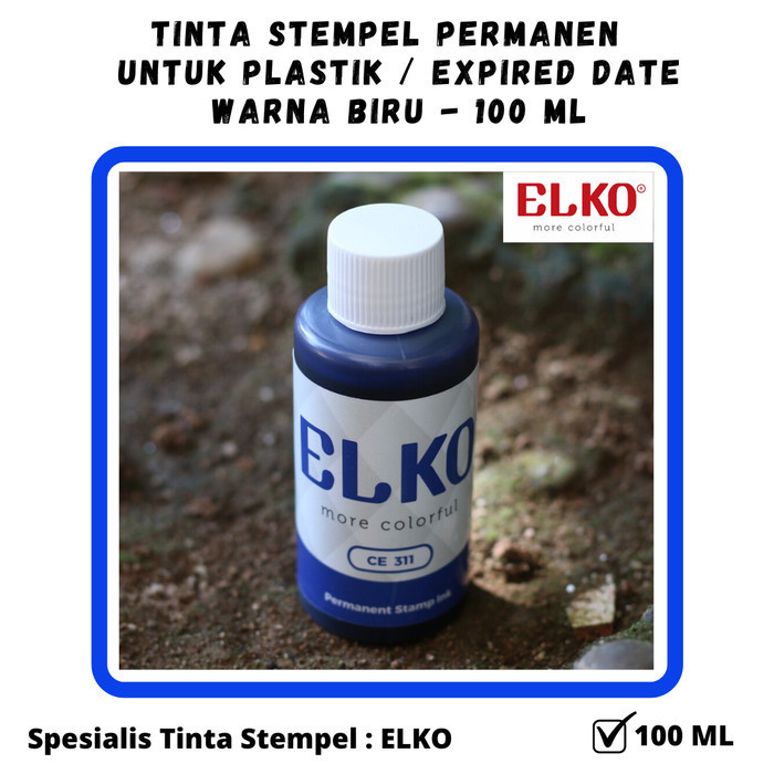 Tinta Stempel Permanen Plastik Expired Date Warna BIRU - ELKO 100 ML