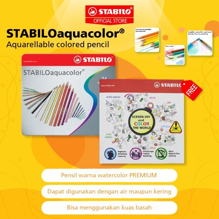 

STABILOaquacolor Colored Pencil Tin Case of 24 / Pensil Warna