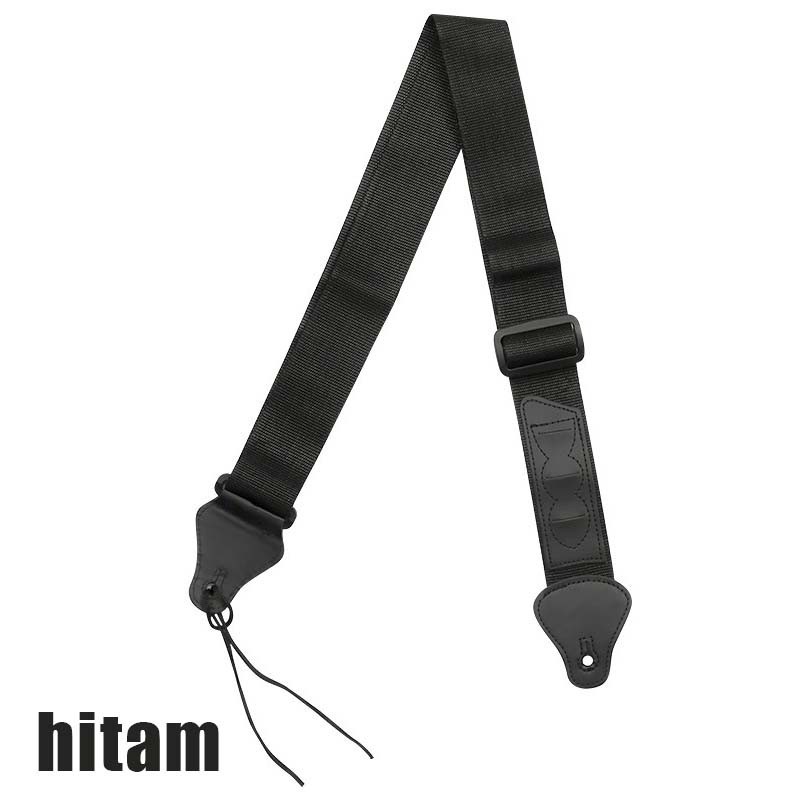 1.2M Gitar Akustik Strap Nylon Amumu Strap Gitar Elektrik Strap Bass Premium Hitam Polos Tali Gitar 
