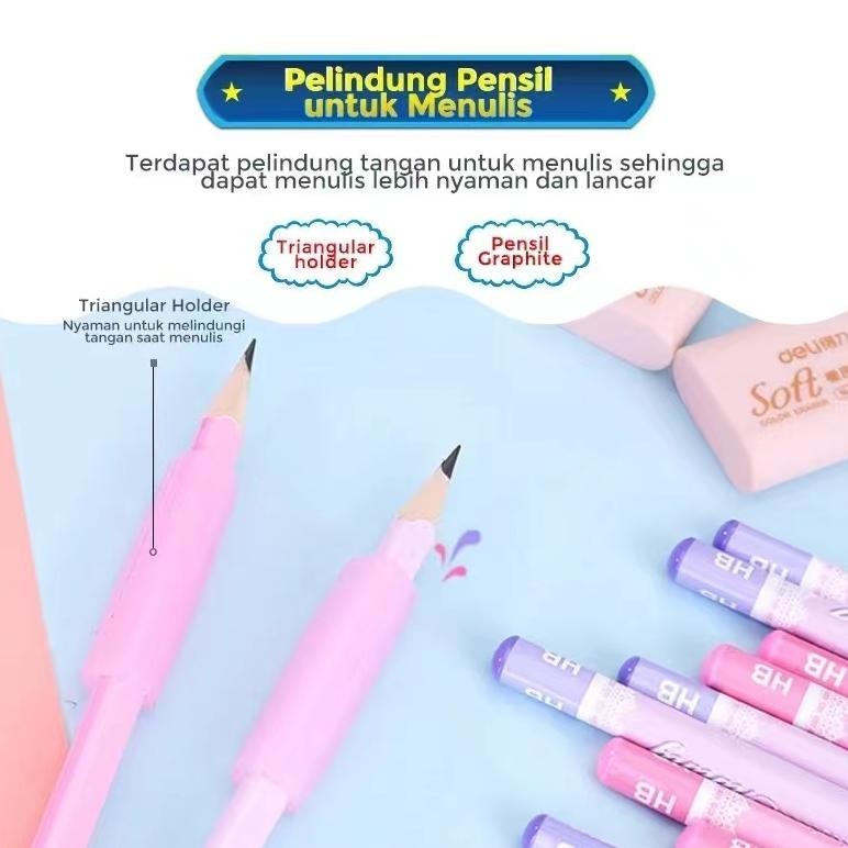 

Study Set / Stationery Set Deli 4 In 1 Rautan Pensil 12Pcs Pensil 2 Penghapus Dan 2 Penutup Pensil (Lagi Rame)