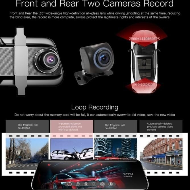 Car Kamera Spion Mobil Depan Belakang Full Screen Touch Dvr Dashcam