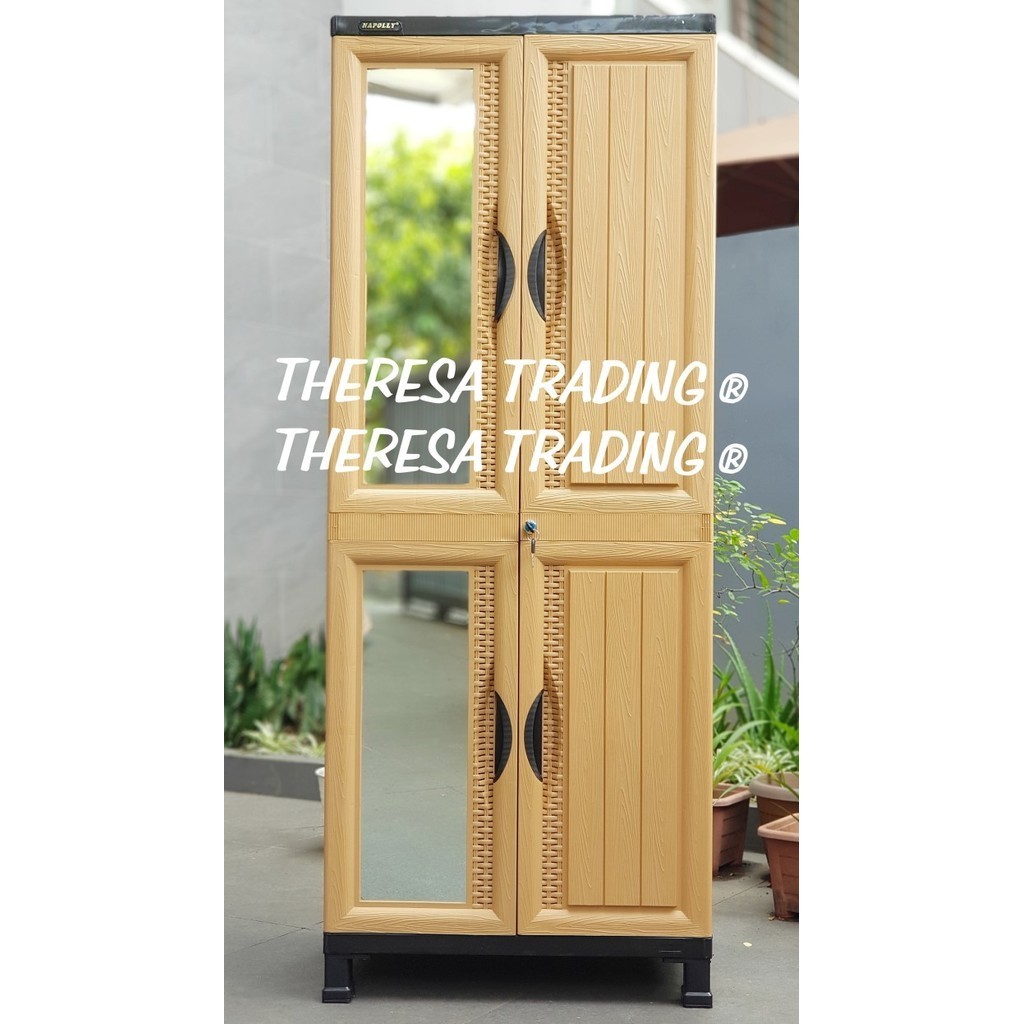 Cas Lemari Plastik Napolly G85 Tahapan Gantungan Gamis Kaca Cermin Kunci