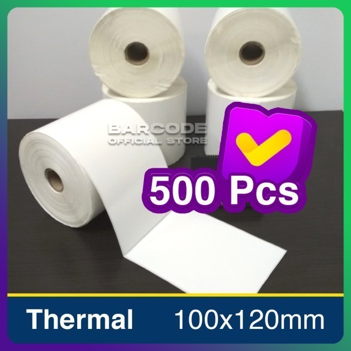 

KERTAS STIKER LABEL PRINTER DE 100x120 mm Thermal isi 500 pcs