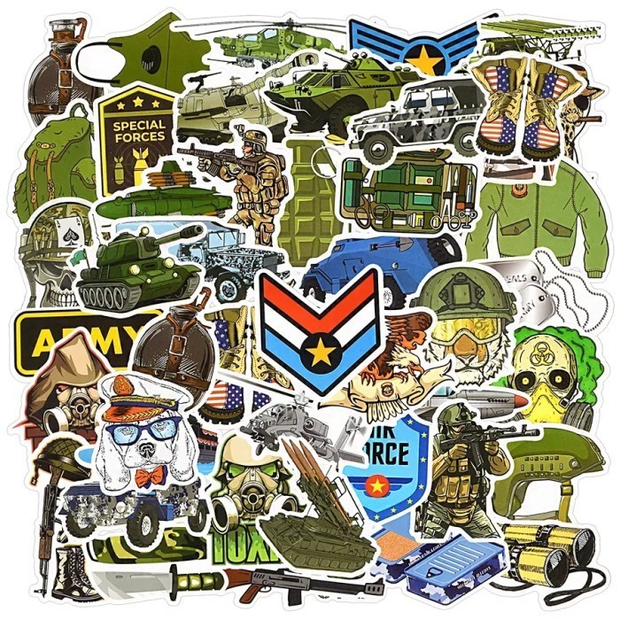 

50 Pcs Sticker Military Graffiti Laptop Motor Mobil