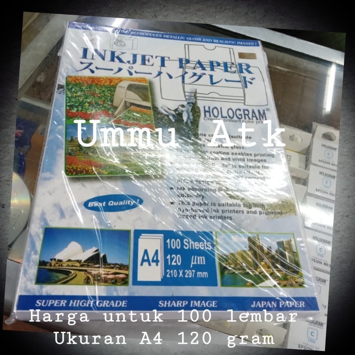 

kertas inkjet hologram A4 120 gsm isi 100 lembar