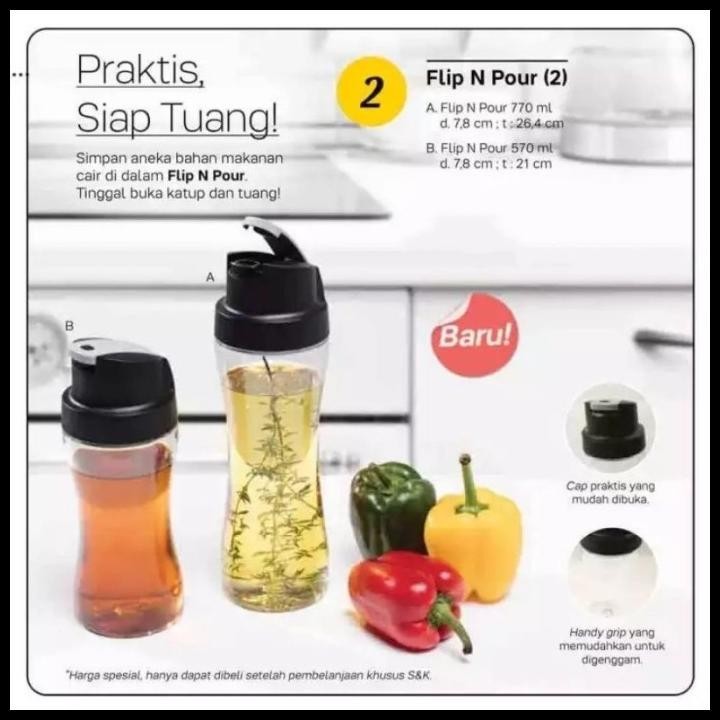 

Tupperware Flip N Pour 570Ml Botol Madu Dll 2Pcs