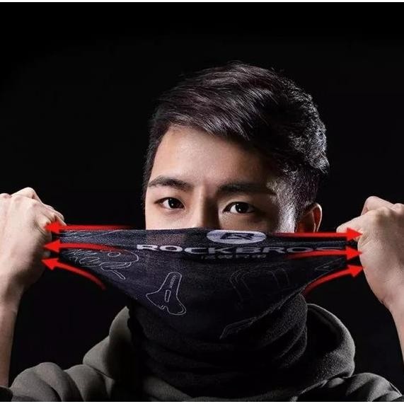 Buff Rockbros Balaclava Ice Slik Masker Kain Baff Hitam Mask Slayer Motor Sepeda Touring Helm Fullfa