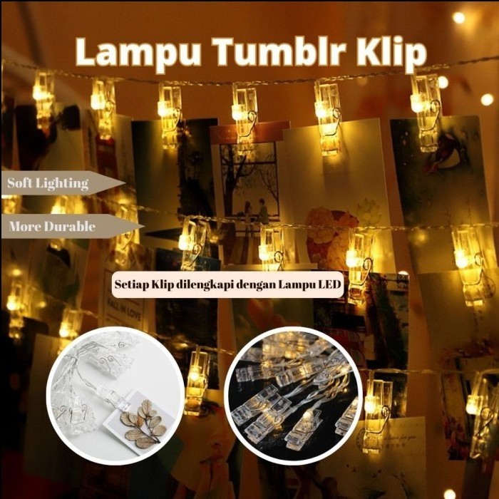 

DISKON Lampu Hias Clip Penjepit Foto 3M 20LED Transparan Lampu String Tumblr Klip Foto / Gantungan