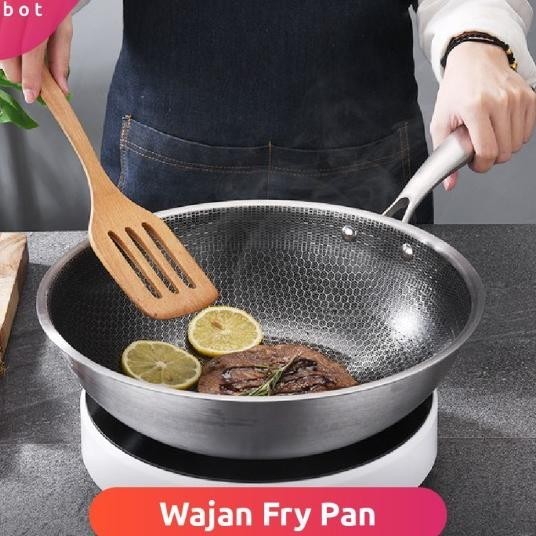 Teflon Jumbo Tebal | Wajan Stainless Steel 32Cm | Kuali Anti Lengket