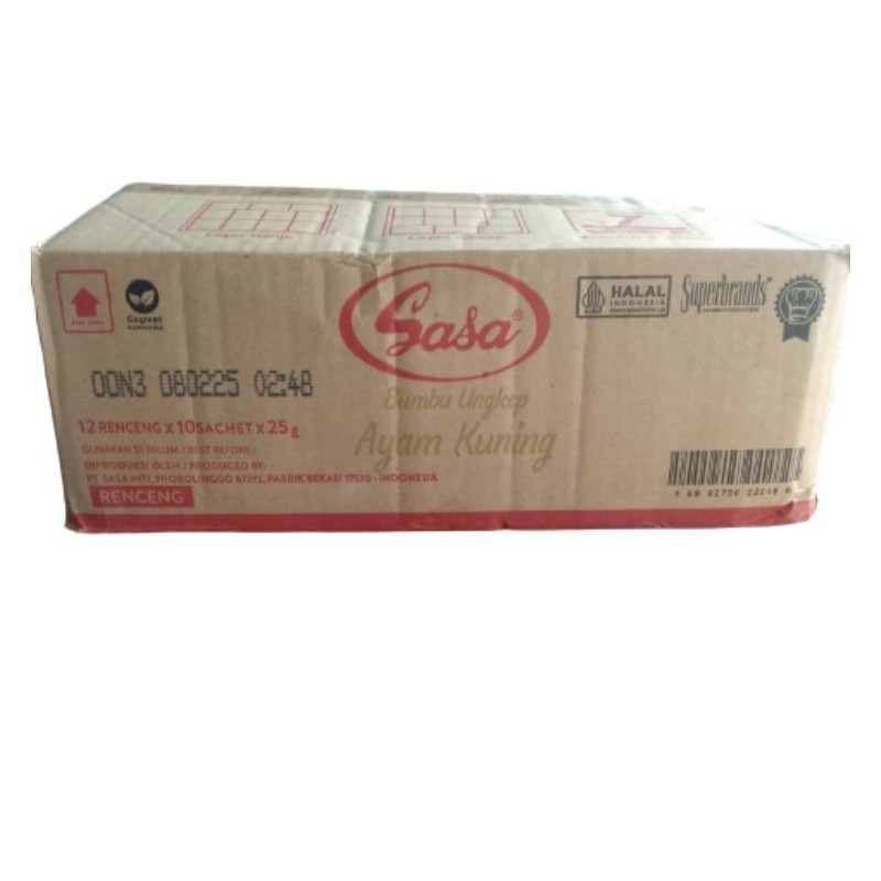 

Sasa Bumbu Ungkep Ayam Kuning Isi 12Renceng x 10Pcs x 25Gr