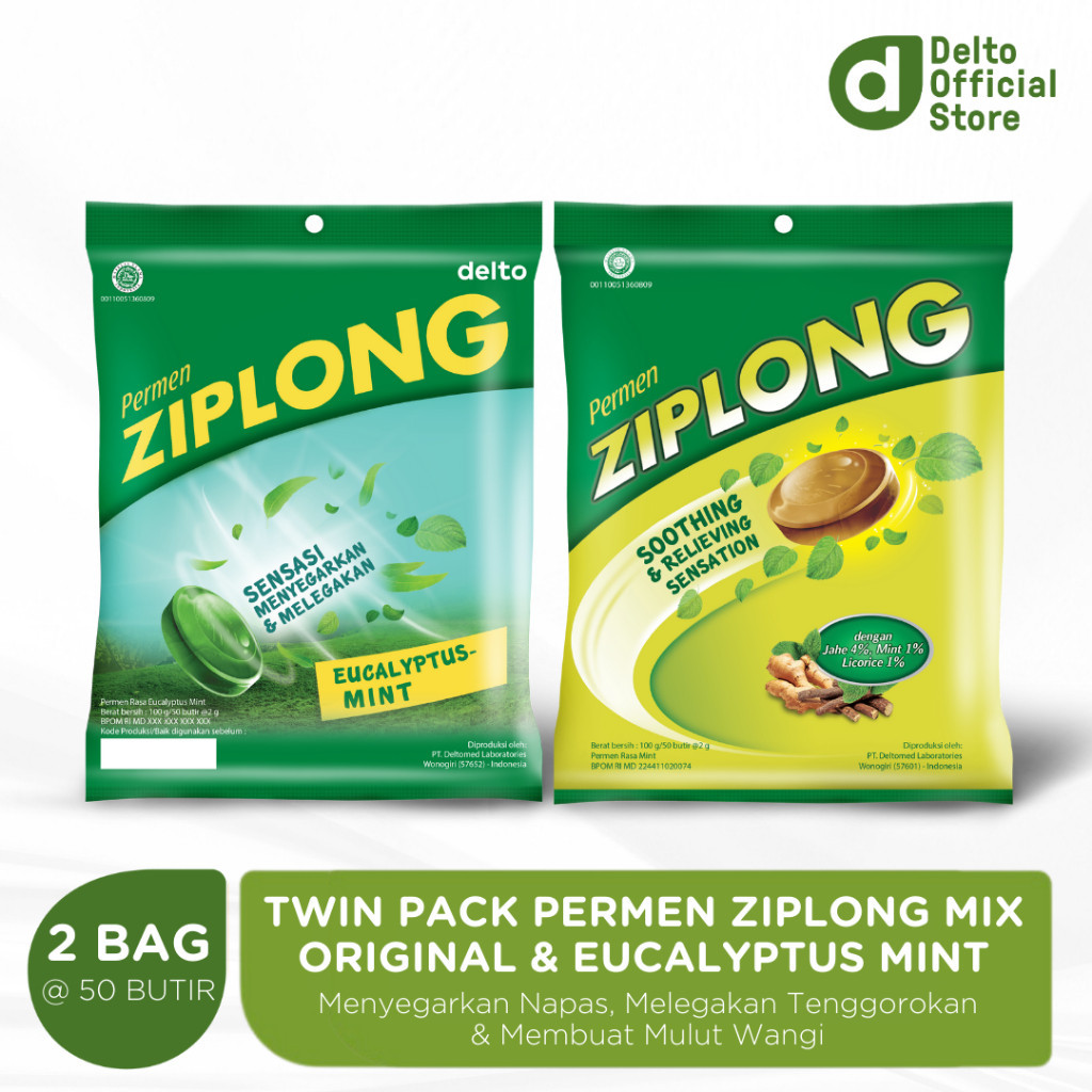 

Twin Pack Permen Ziplong Bag B50 Mix Rasa Original dan Eucalyptus Mint