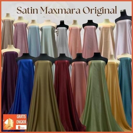 Bisa Cod Kain Satin Saten Silk Lux Pure Original Bahan Maxxmara Maxmaraa Meteran Mewah Warna Ungu Ta