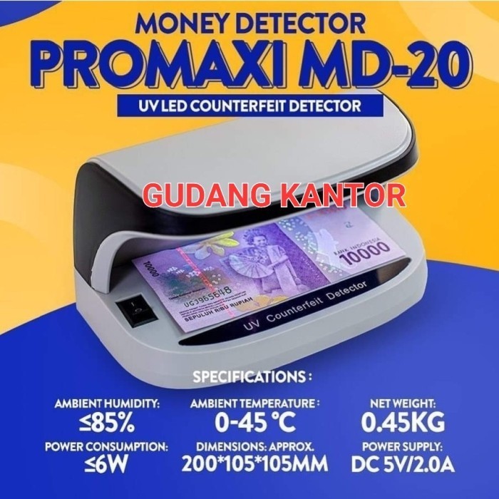 

Terlaris PROMAXI MD-20 LED CEK DETEKSI UANG PALSU LAMPU UV DETECTOR UANG RUPIAH SALE