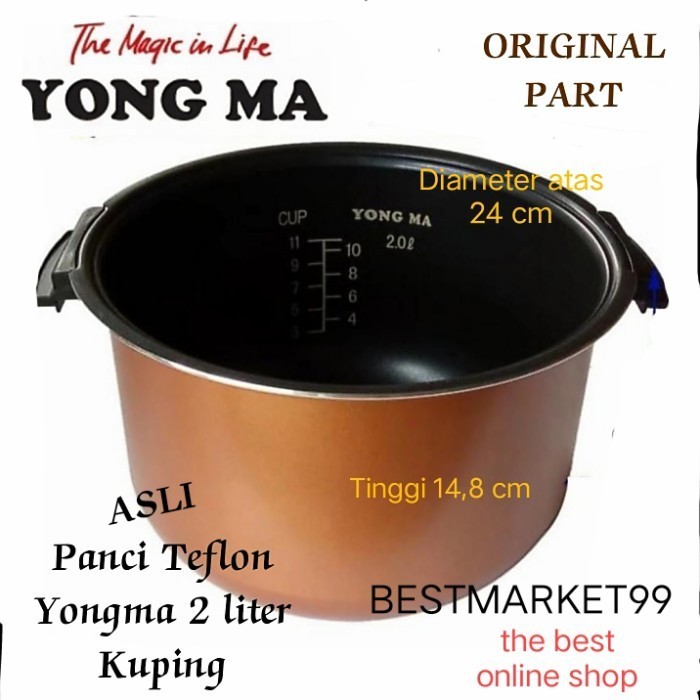 Panci Teflon Inner Pot Magic Com Yong Ma 2 Liter Wing Yongma