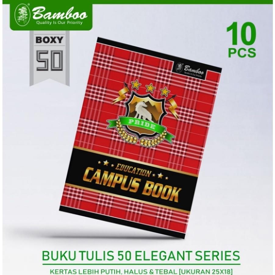 

Buku Tulis Bergaris Biasa / Buku Tulis Sekolah Bamboo Campus Edition Ukuran Boxy Isi 50 Lembar 10 Buku (6.6)