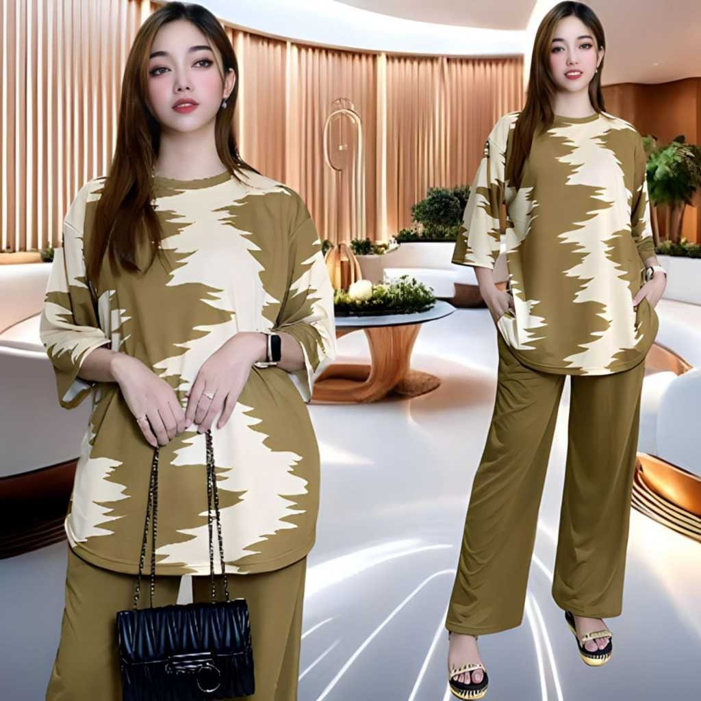 Setelan Wanita Cewek Terlaris Setelan Cewek Lengan Panjang Nyaman Wanset  Jumbo Terbaru 2024 Setcela